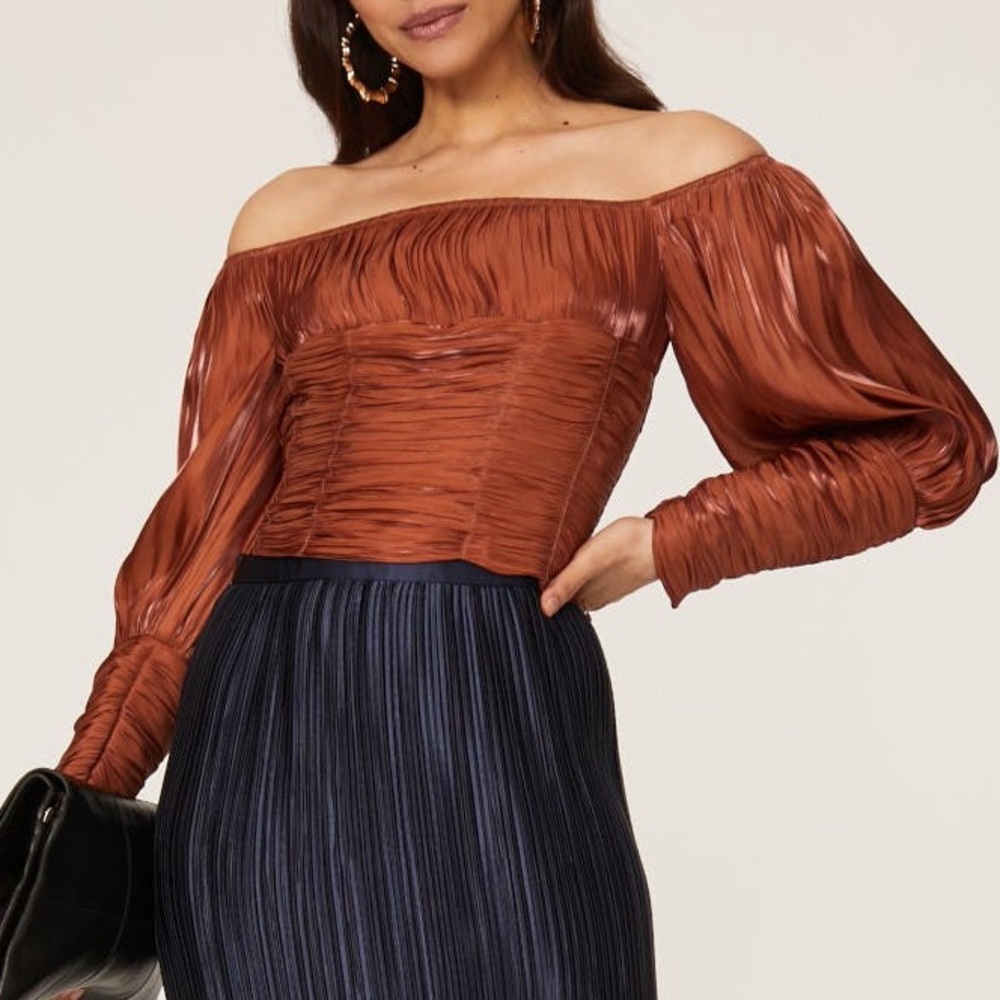Off the Shoulder Orange Satin Top